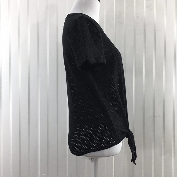 Texture & Thread Madewell Black Mesh Net Tie Front Shirt‎ Womens Small - Picture 2 of 11